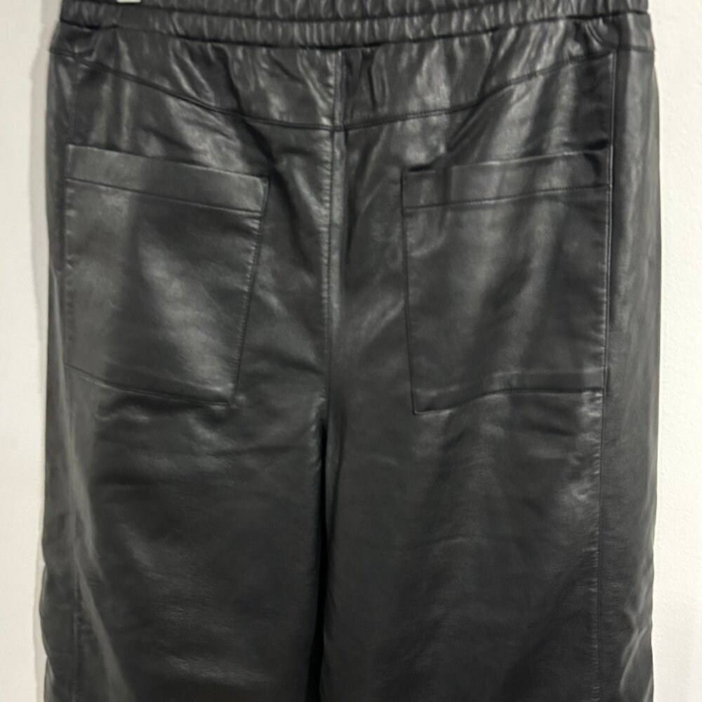 Pilcro The Izzie Relaxed Pull-On Barrel Pants Faux Leather in Black Size L - Picture 3 of 7